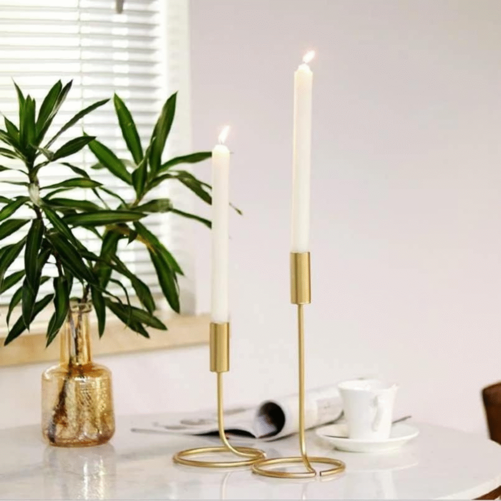Gold Iron Round Candlesticks Table Tealight Candle Stand