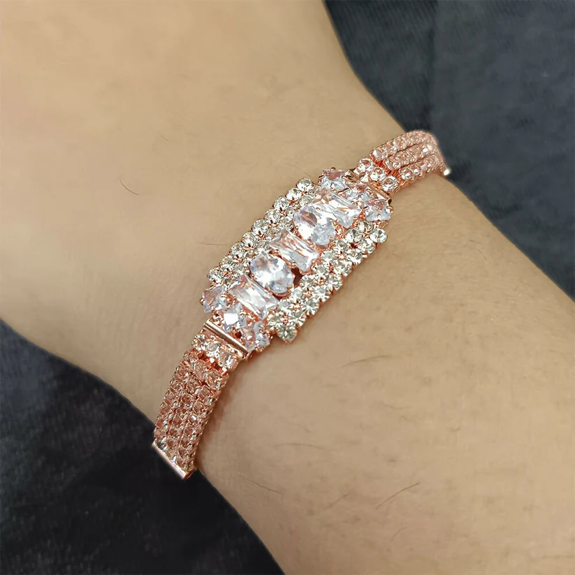 Rose Gold Plated Ad Stone Adjustable Bracelet